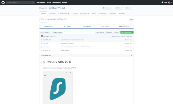 Surfshark VPN GUI