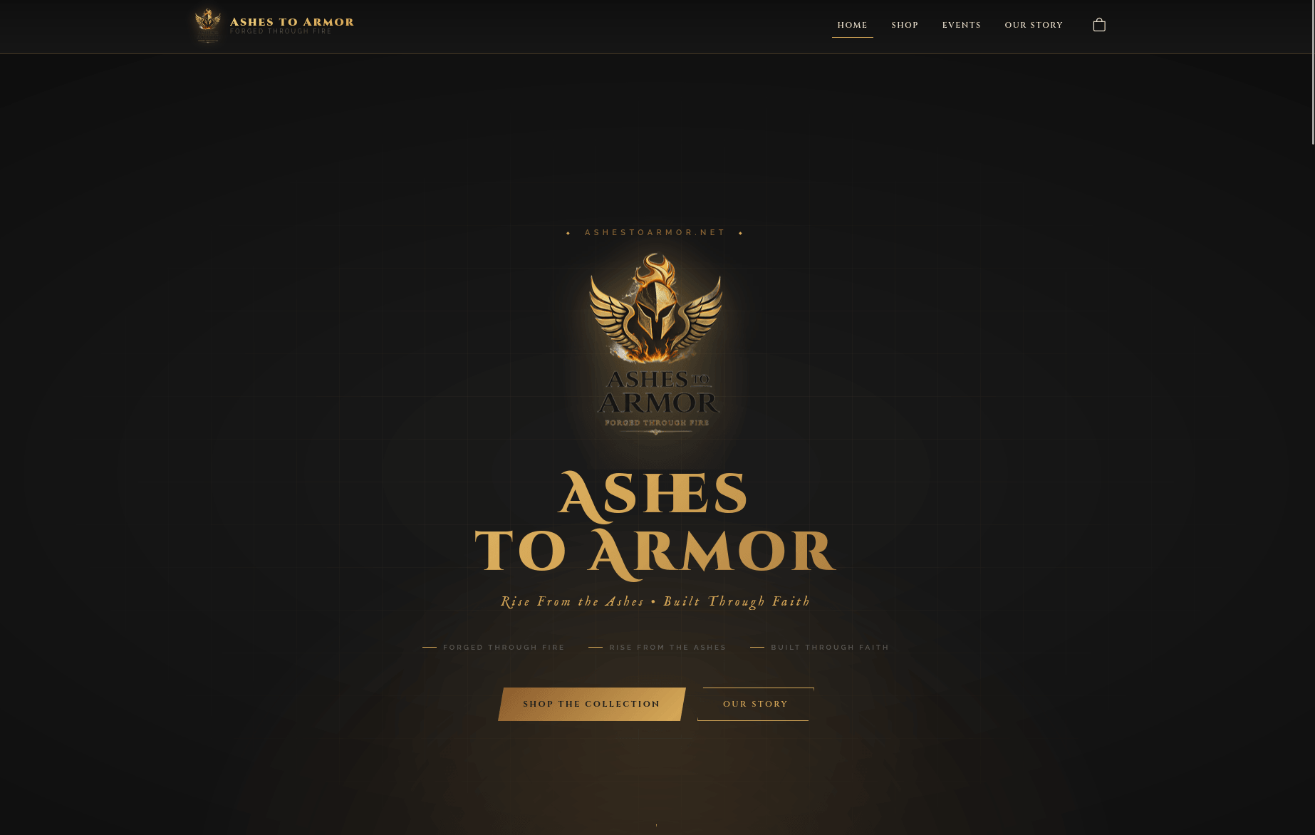 Ashes to Armor website — custom web design by Nine By Six