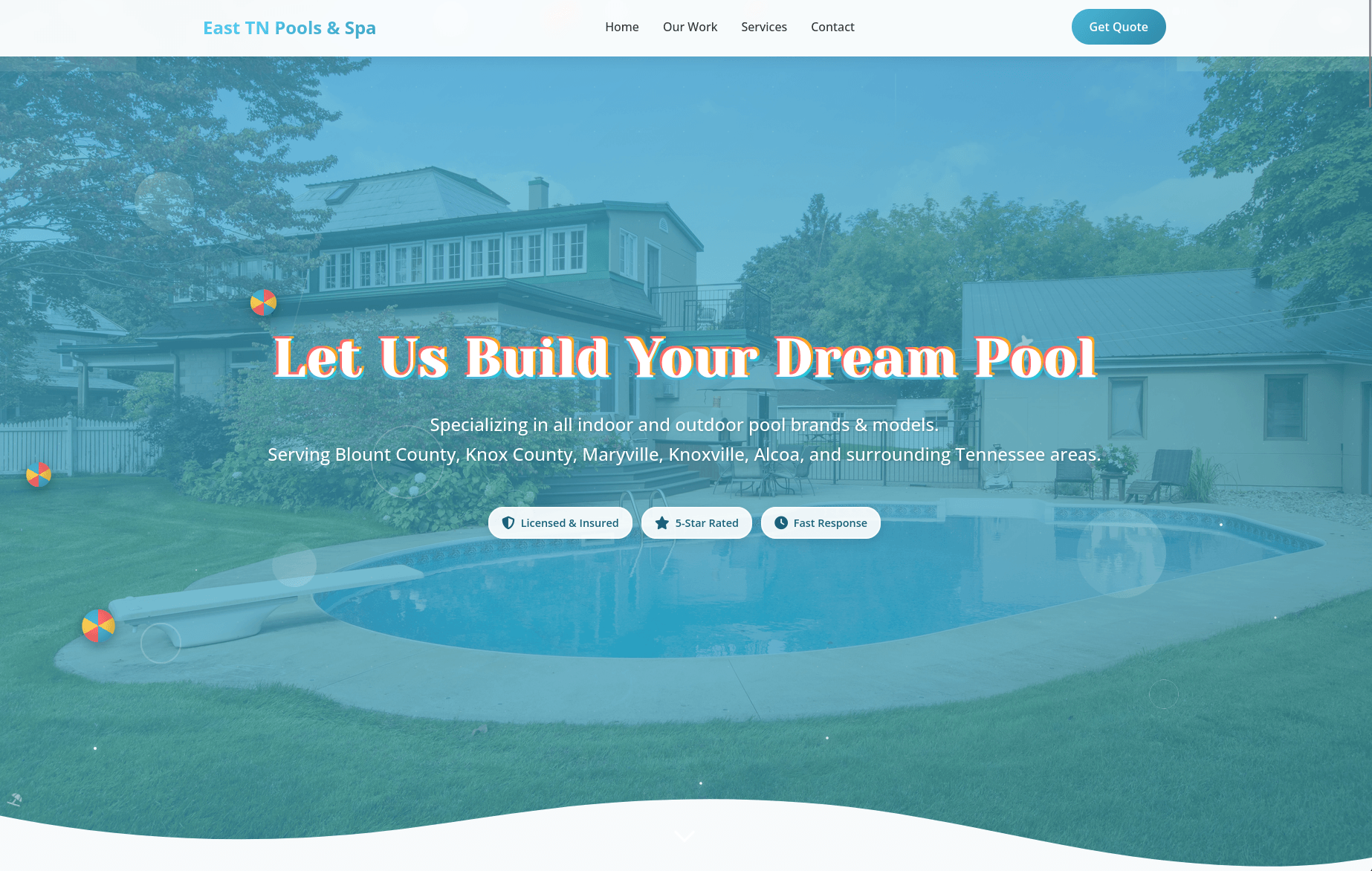 East Tenn Pool and Spa website — custom web design by Nine By Six