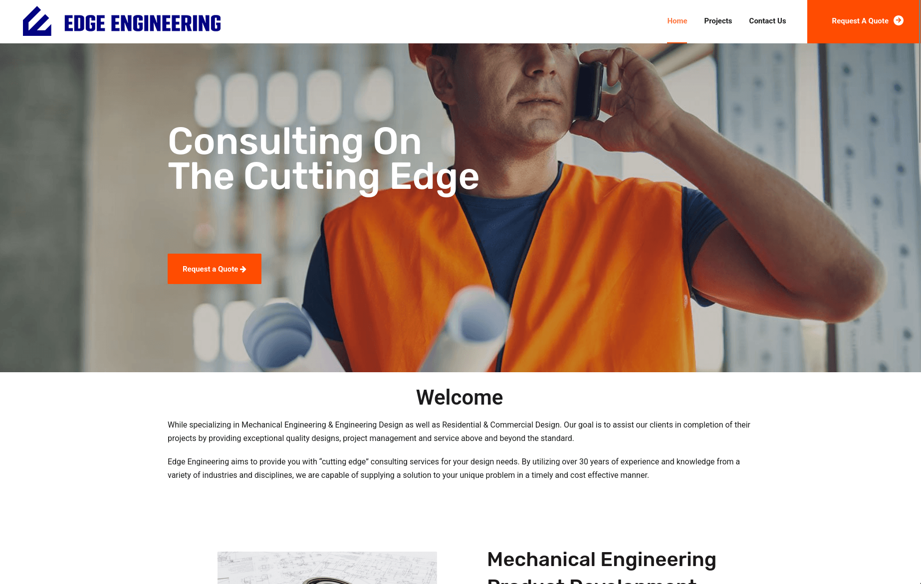 Edge Engineering website — custom web design by Nine By Six